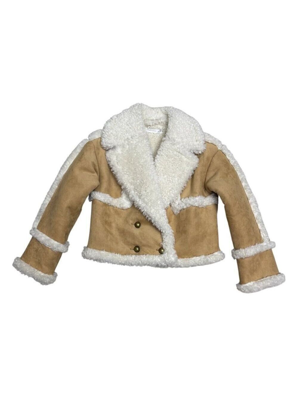 ALTAR'D STATE Faux Sherpa Fleece Faux Leather Shearling Cropped Jacket Womens XS